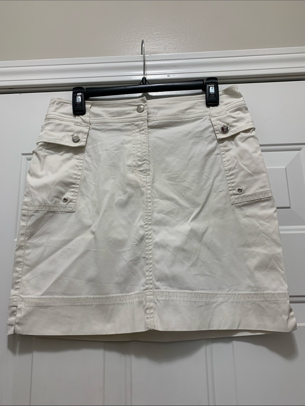 4/$10 Jones New York Cotton Cream Cargo Pocket Mini Skirt Size 6
